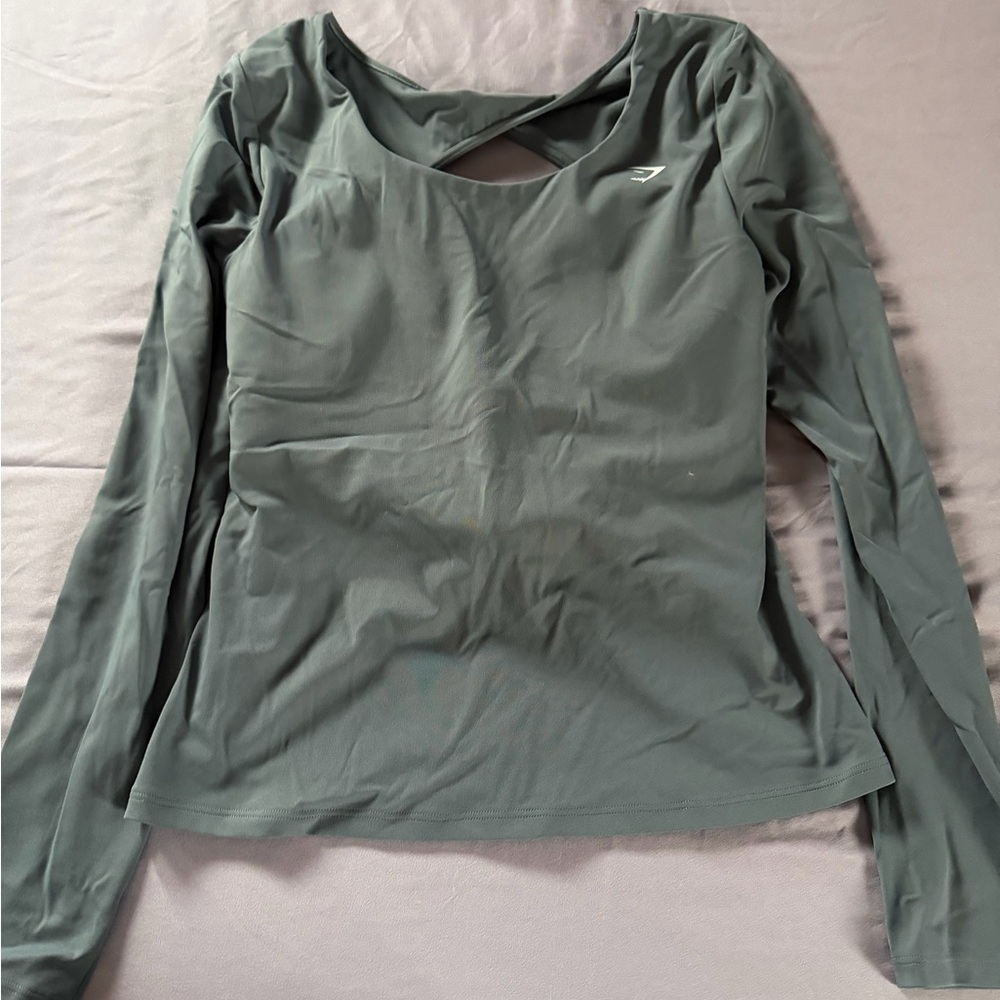 Gymshark Women's Long Sleeve Muscle Tee in Sage Green